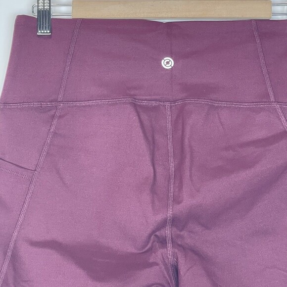 NWT Women High Waist Leggings Shorts Large Side Pockets Burgundy - Picture 14 of 16